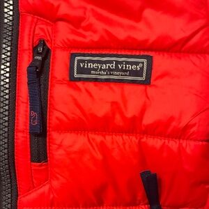 Vineyard Vines Performance Red Puffer Jacket with Black Zipper Accents. 3T